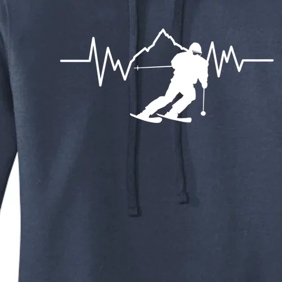 Skier Heartbeat I Alpine Cross Coutry Skiing Gift Women's Pullover Hoodie