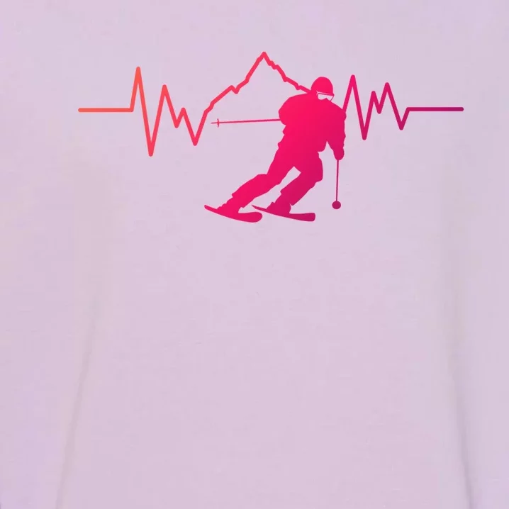 Skier Heartbeat I Alpine Cross Coutry Skiing Gift Garment-Dyed Sweatshirt