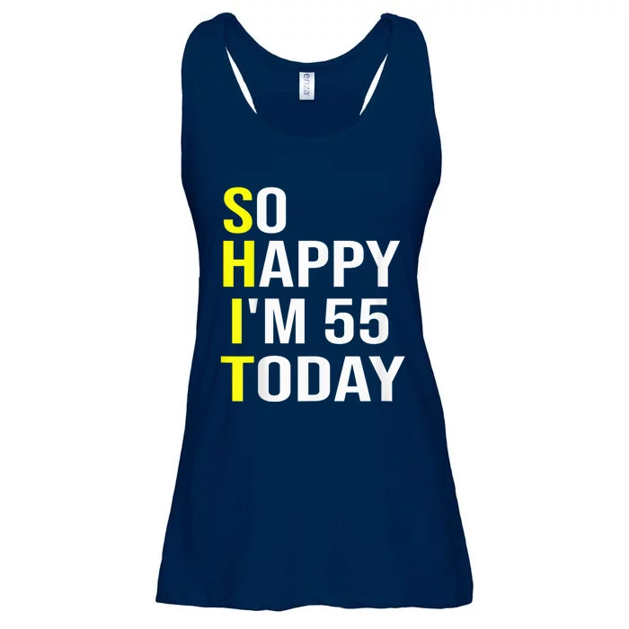 So Happy I'm 55 Today Fifty Five Years Old 55th Birthday Ladies Essential Flowy Tank