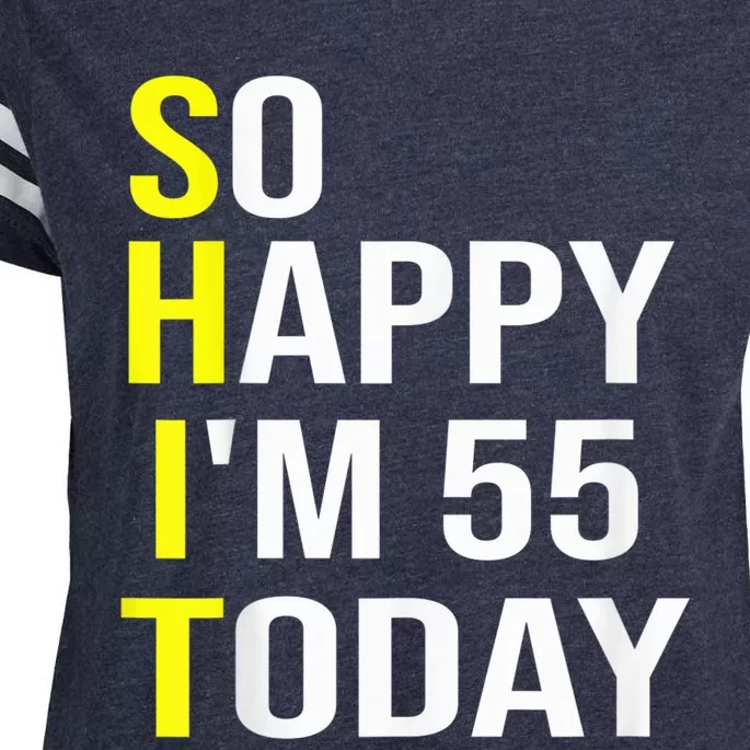 So Happy I'm 55 Today Fifty Five Years Old 55th Birthday Enza Ladies Jersey Football T-Shirt