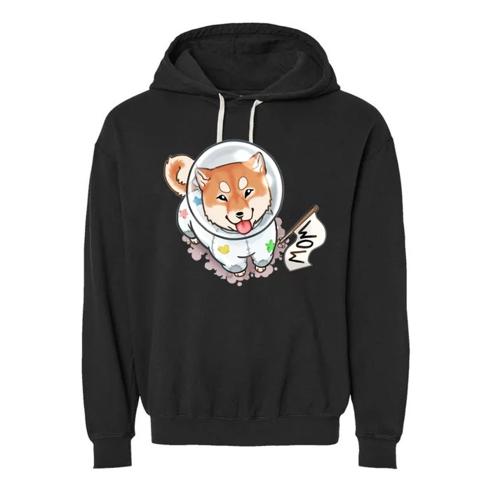 Shiba Inu Astronaut Cute Mom Garment-Dyed Fleece Hoodie