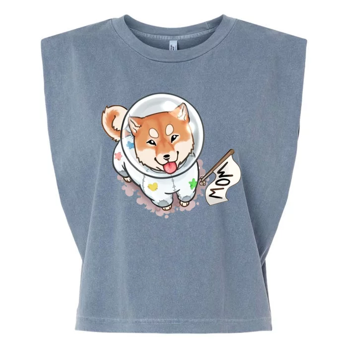 Shiba Inu Astronaut Cute Mom Garment-Dyed Women's Muscle Tee