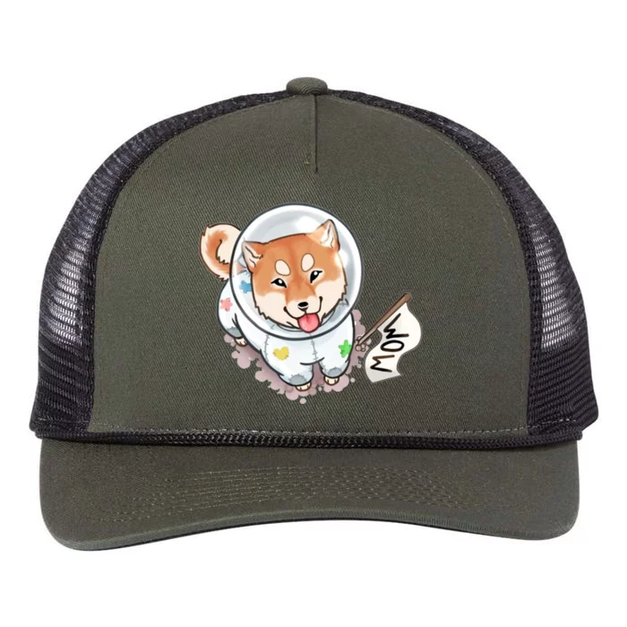 Shiba Inu Astronaut Cute Mom Retro Rope Trucker Hat Cap