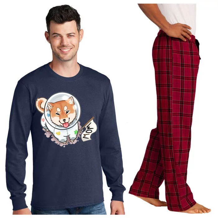 Shiba Inu Astronaut Cute Mom Long Sleeve Pajama Set