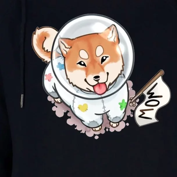 Shiba Inu Astronaut Cute Mom Womens Funnel Neck Pullover Hood