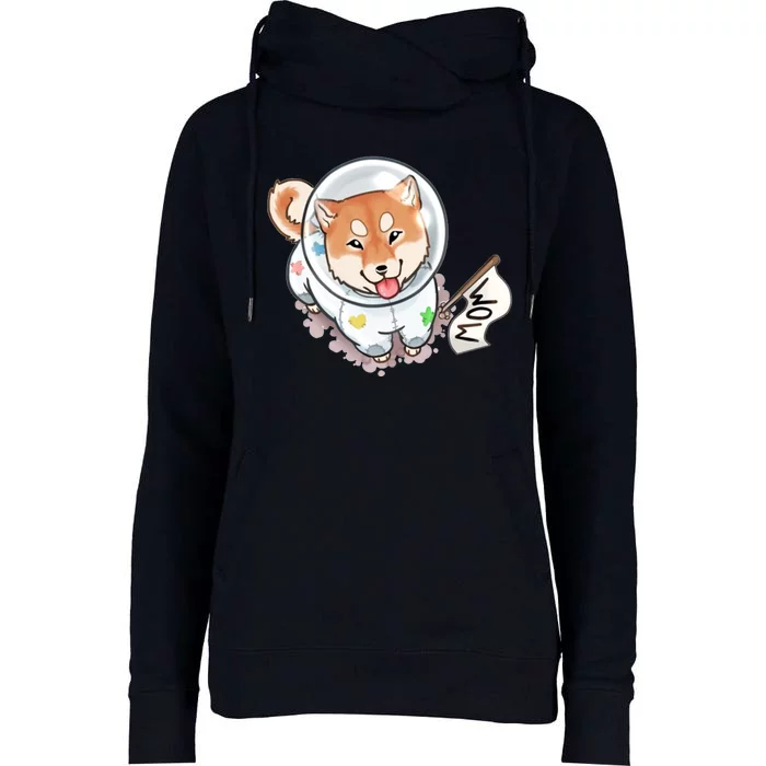 Shiba Inu Astronaut Cute Mom Womens Funnel Neck Pullover Hood