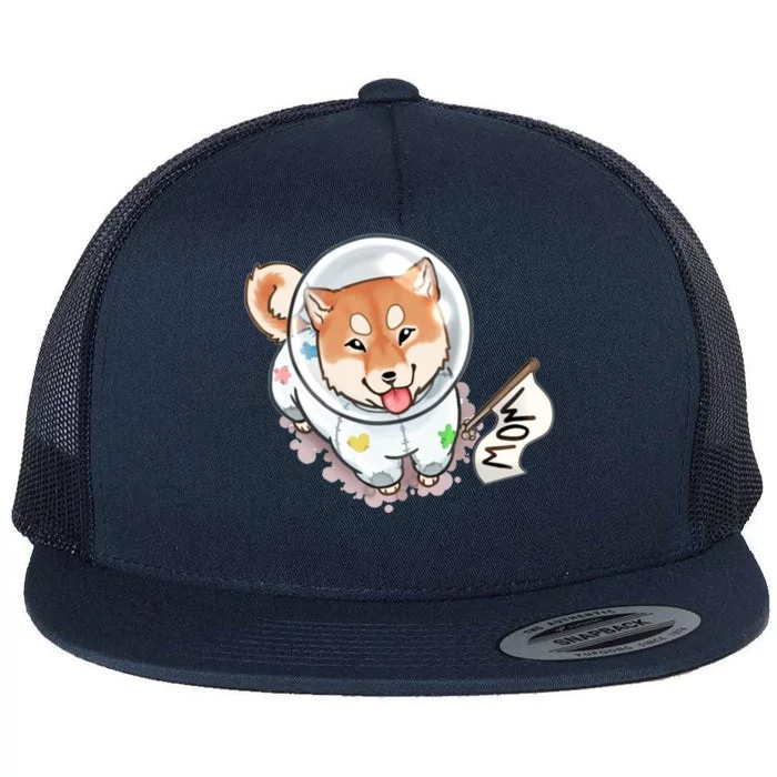 Shiba Inu Astronaut Cute Mom Flat Bill Trucker Hat