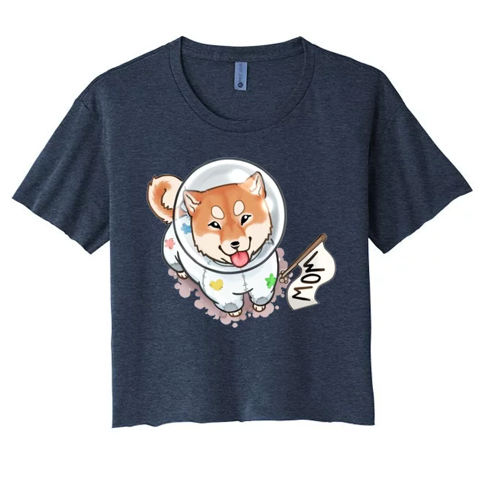 Shiba Inu Astronaut Cute Mom Women's Crop Top Tee