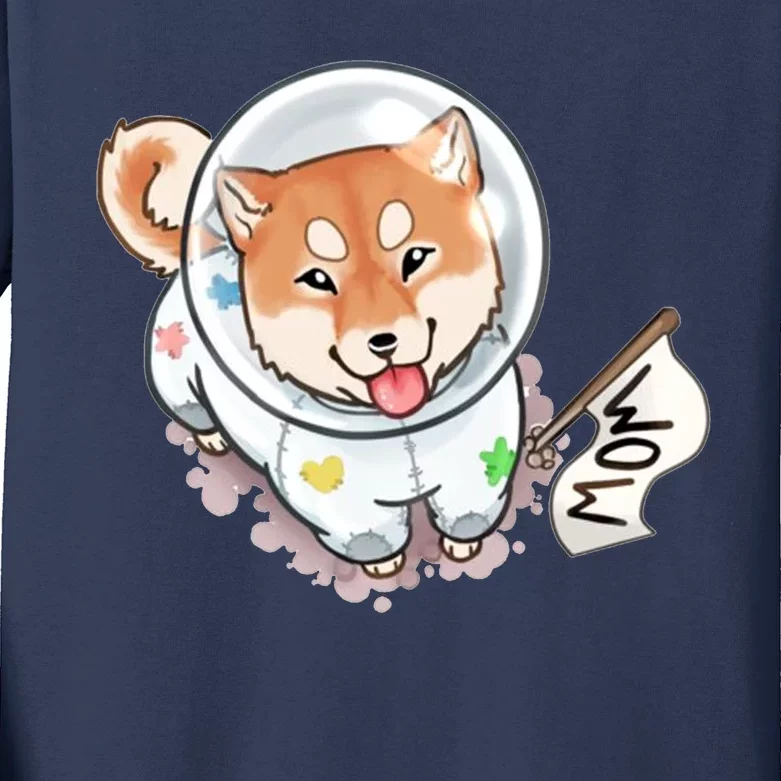 Shiba Inu Astronaut Cute Mom Kids Long Sleeve Shirt