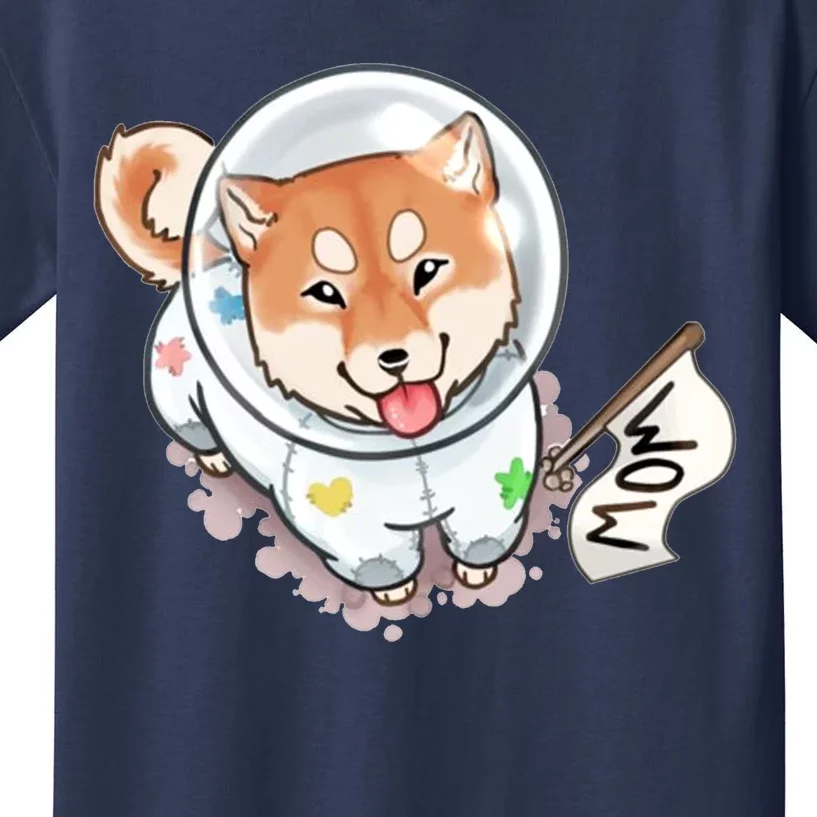 Shiba Inu Astronaut Cute Mom Kids T-Shirt