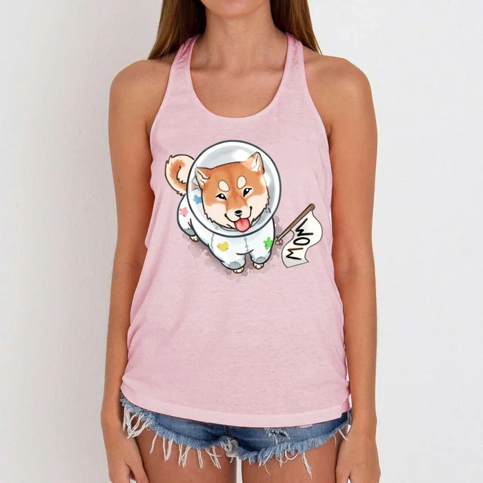 Shiba Inu Astronaut Cute Mom Women's Knotted Racerback Tank