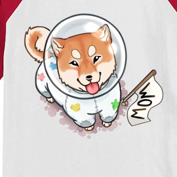 Shiba Inu Astronaut Cute Mom Kids Colorblock Raglan Jersey