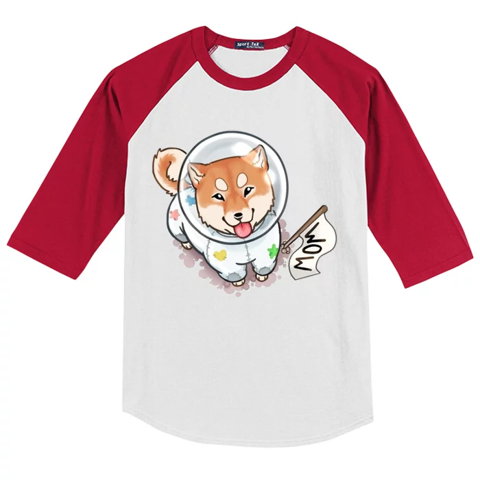 Shiba Inu Astronaut Cute Mom Kids Colorblock Raglan Jersey