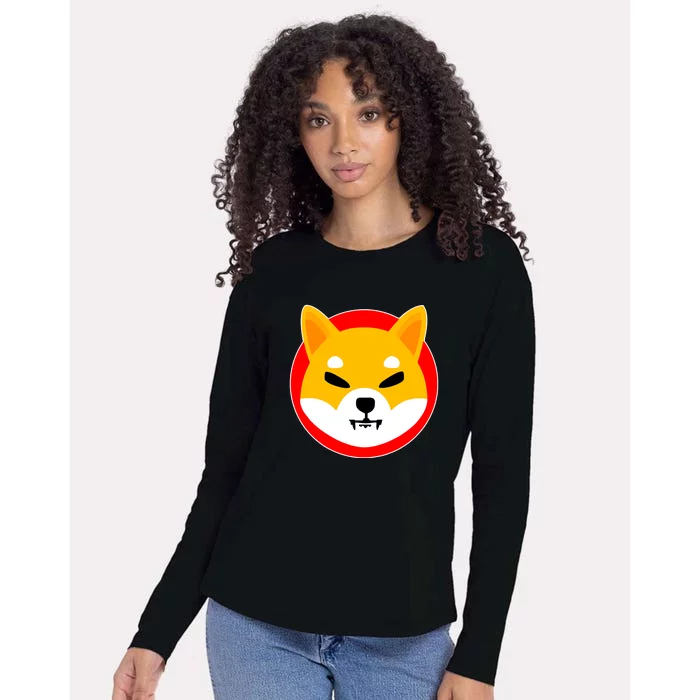 Shiba Inu SHIB Token Crypto Currency Logo Womens Cotton Relaxed Long Sleeve T-Shirt