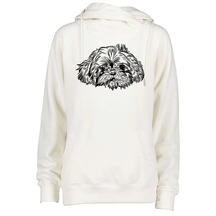 Shih Tzu Dog Womens Funnel Neck Pullover Hood