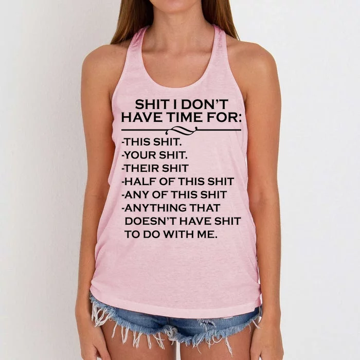 Shit I Don't Have Time For List Women's Knotted Racerback Tank