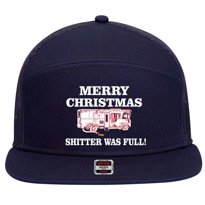 Shitter Was Full Funny Christmas 7 Panel Mesh Trucker Snapback Hat