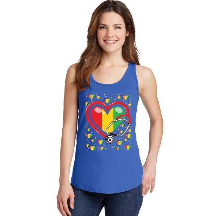 Stethoscope Heart Juneteenth Black History Heart Nurse Gift Ladies Essential Tank