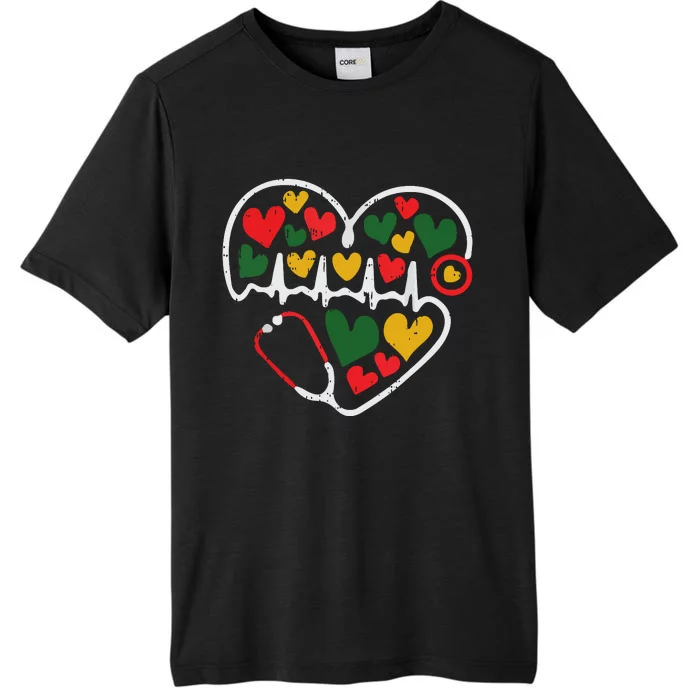 Stethoscope Heart Juneteenth Melanin Nurse African American ChromaSoft Performance T-Shirt