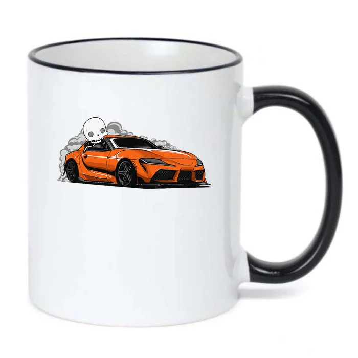 Spooky Halloween JDM MK5 GR Supra Skeleton Illustrated Black Color Changing Mug