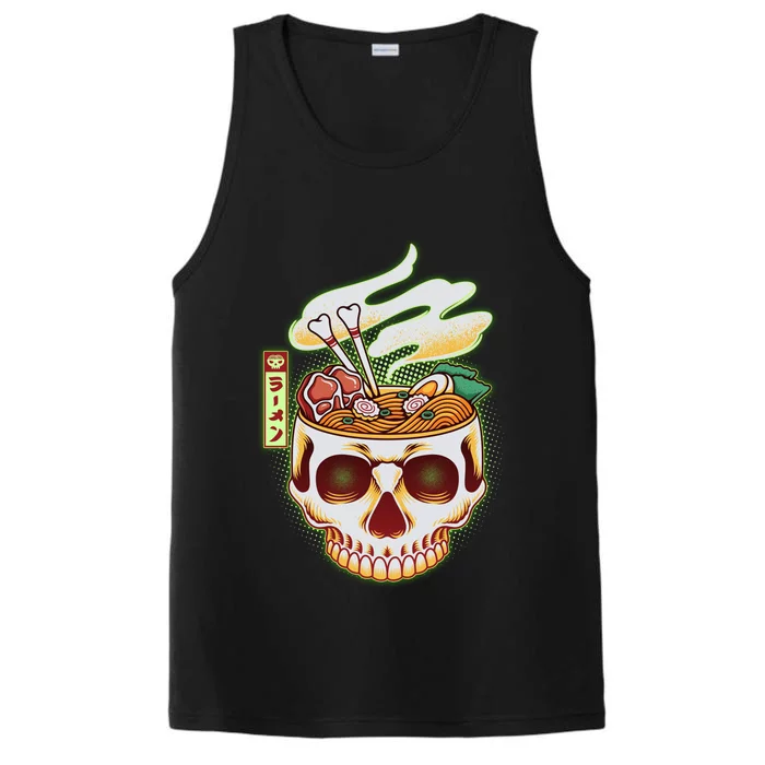 Spooky Halloween Japanese Ramen Skull Bowl Performance Tank