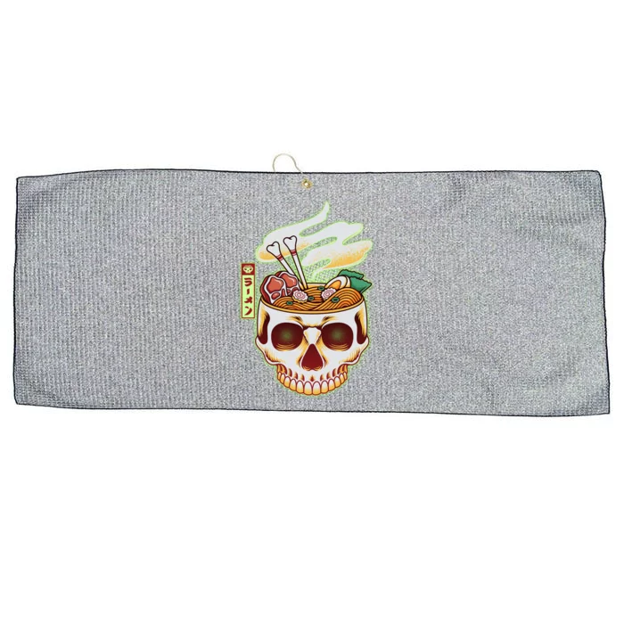 Spooky Halloween Japanese Ramen Skull Bowl Large Microfiber Waffle Golf Towel