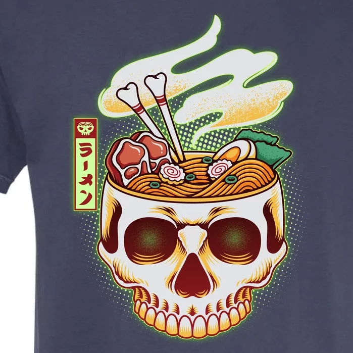 Spooky Halloween Japanese Ramen Skull Bowl Garment-Dyed Heavyweight T-Shirt