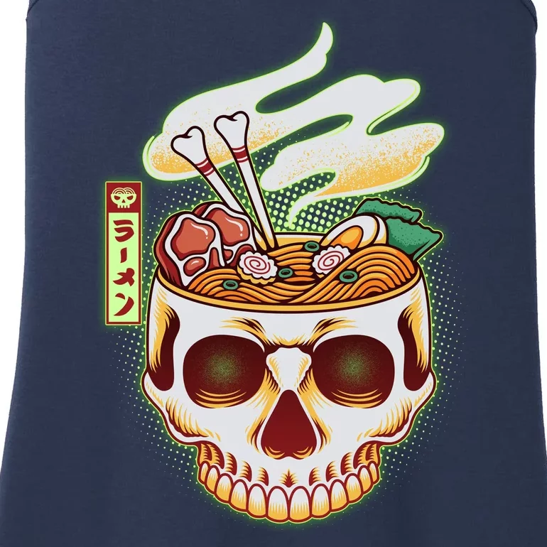 Spooky Halloween Japanese Ramen Skull Bowl Ladies Essential Tank