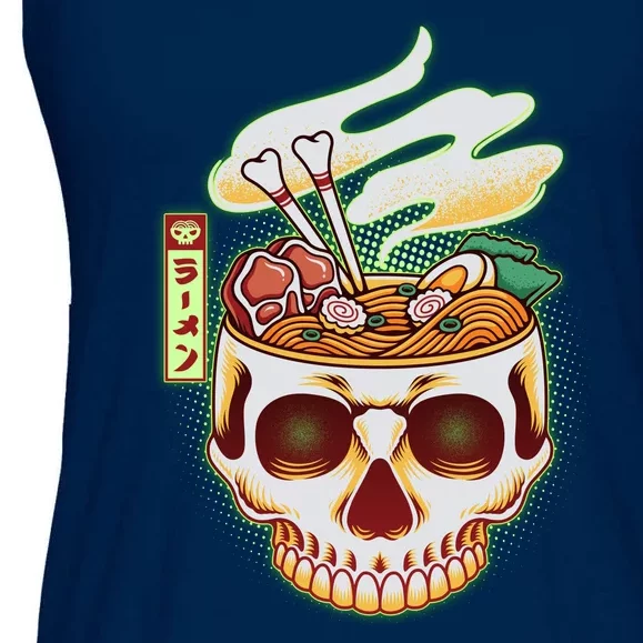 Spooky Halloween Japanese Ramen Skull Bowl Ladies Essential Flowy Tank