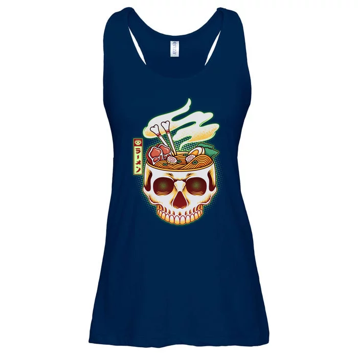 Spooky Halloween Japanese Ramen Skull Bowl Ladies Essential Flowy Tank