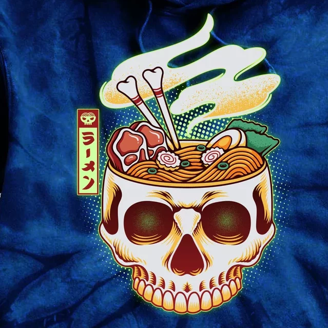 Spooky Halloween Japanese Ramen Skull Bowl Tie Dye Hoodie