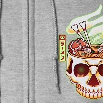 Spooky Halloween Japanese Ramen Skull Bowl Full Zip Hoodie