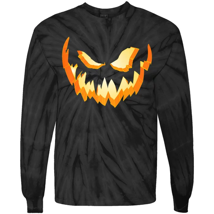 Scary Halloween Jack O Lantern Tie-Dye Long Sleeve Shirt