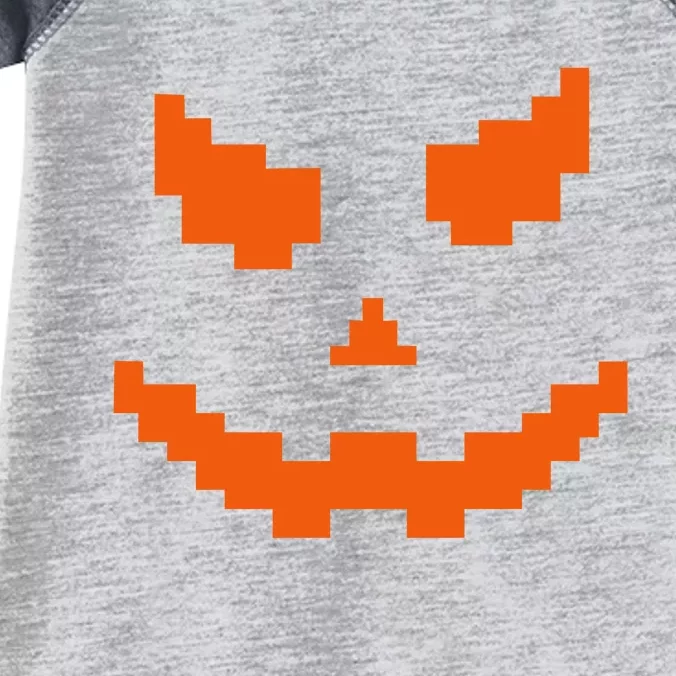 Scary Halloween Jack O Lantern Pumpkin Evil Smile Pixel Game Infant Baby Jersey Bodysuit