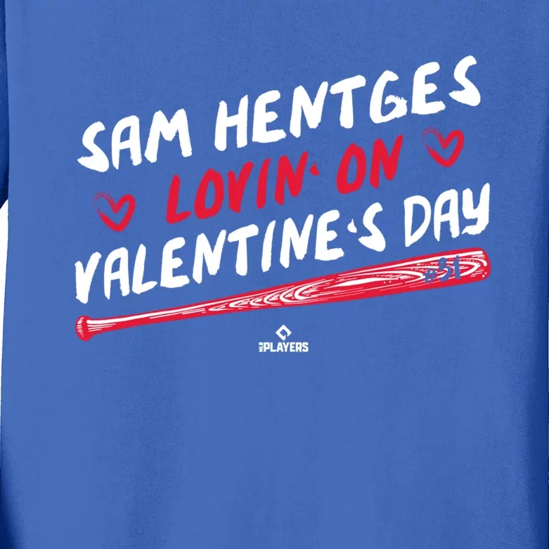 Sam Hentges Lovin On Valentines Day Baseball Lover Great Gift Kids Long Sleeve Shirt