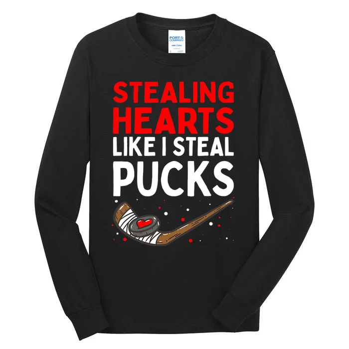 Stealing Heart Like I Steal Pucks Valentines Day Hockey Cute Tall Long Sleeve T-Shirt