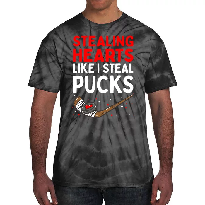 Stealing Heart Like I Steal Pucks Valentines Day Hockey Cute Tie-Dye T-Shirt