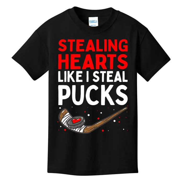 Stealing Heart Like I Steal Pucks Valentines Day Hockey Cute Kids T-Shirt