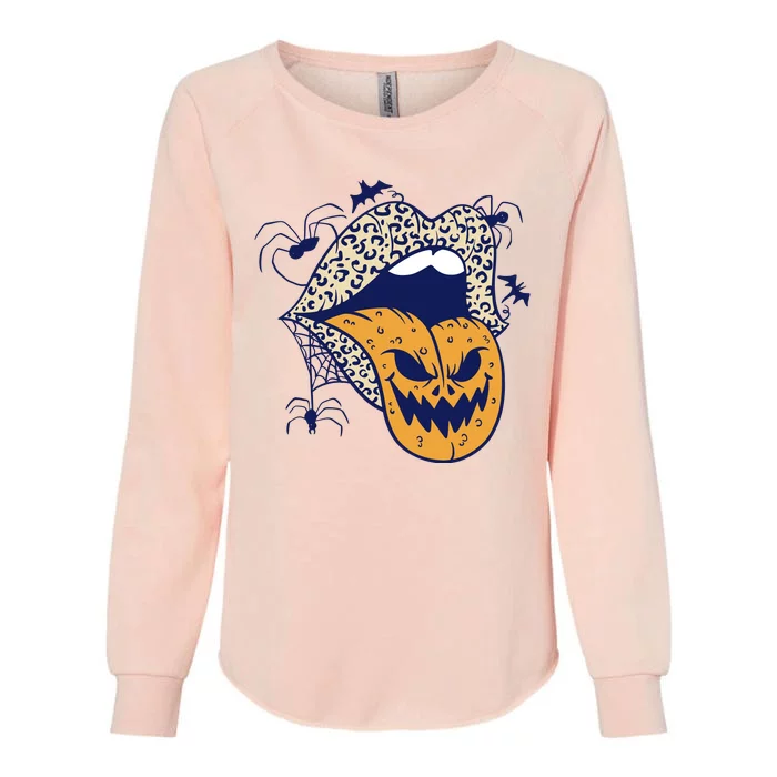 Spooky Halloween Lips Womens California Wash Sweatshirt