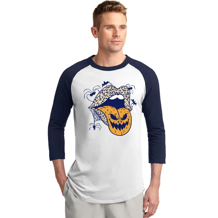 Spooky Halloween Lips Baseball Sleeve Shirt