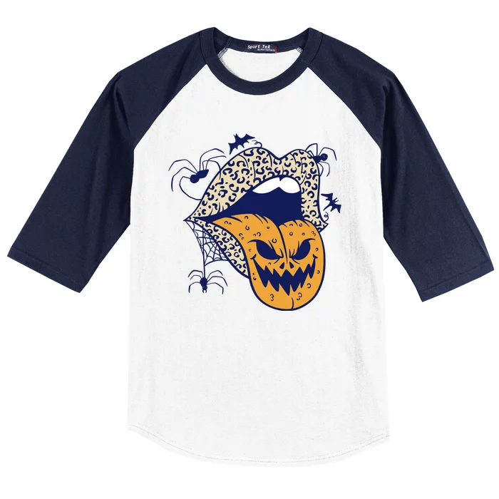 Spooky Halloween Lips Baseball Sleeve Shirt