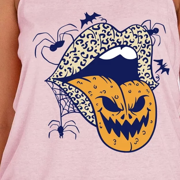 Spooky Halloween Lips Women's Knotted Racerback Tank