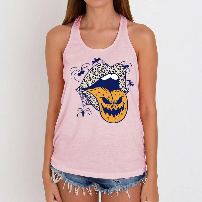 Spooky Halloween Lips Women's Knotted Racerback Tank