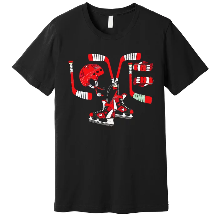 Stealing Hearts Like I Steal Pucks Valentines Day Ice Hockey Premium T-Shirt