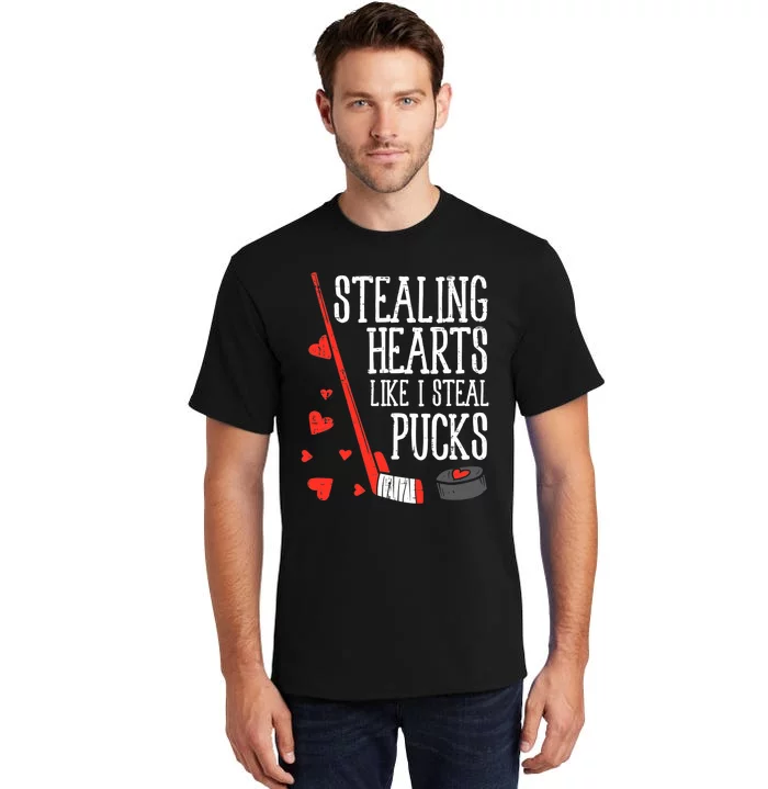 Stealing Hearts Like I Steal Pucks Valentines Day Ice Hockey Tall T-Shirt