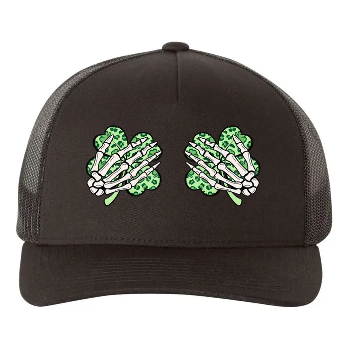 Skeleton Hands Lucky Shamrock Happy St Patricks Day Yupoong Adult 5-Panel Trucker Hat