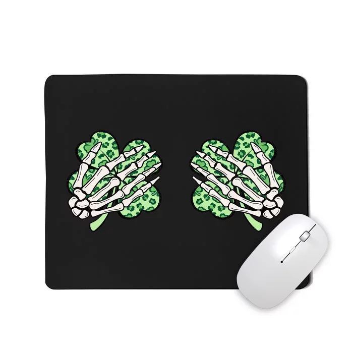 Skeleton Hands Lucky Shamrock Happy St Patricks Day Mousepad