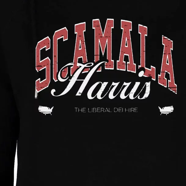 Scamala Harris Liberal Dei Hire Funny Antikamala Womens Funnel Neck Pullover Hood