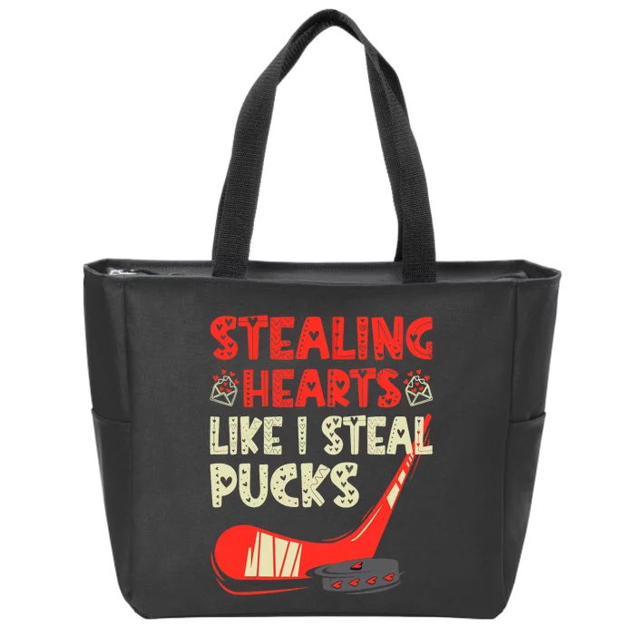 Stealing Heart Like I Steal Pucks Valentines Day Hockey Zip Tote Bag