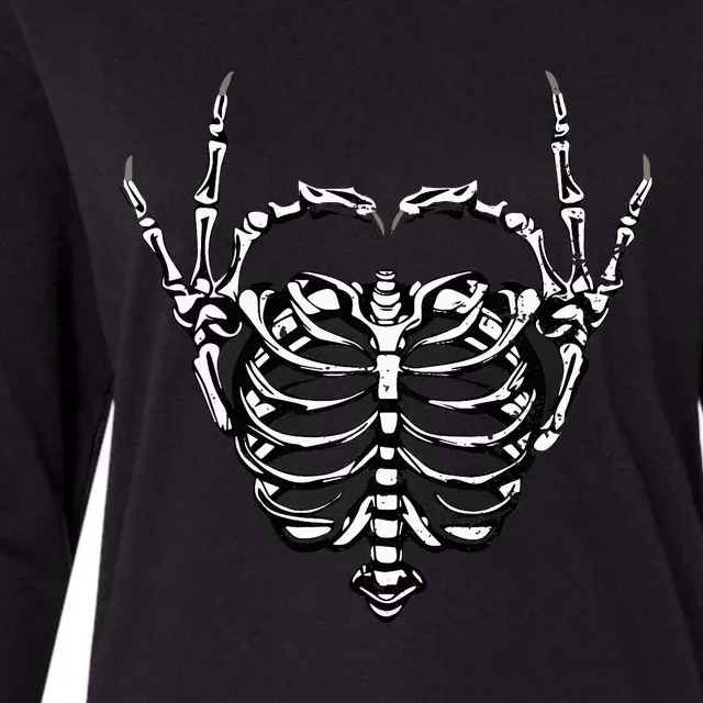 Skeleton Hands Love Heart Halloween Costume Womens Cotton Relaxed Long Sleeve T-Shirt